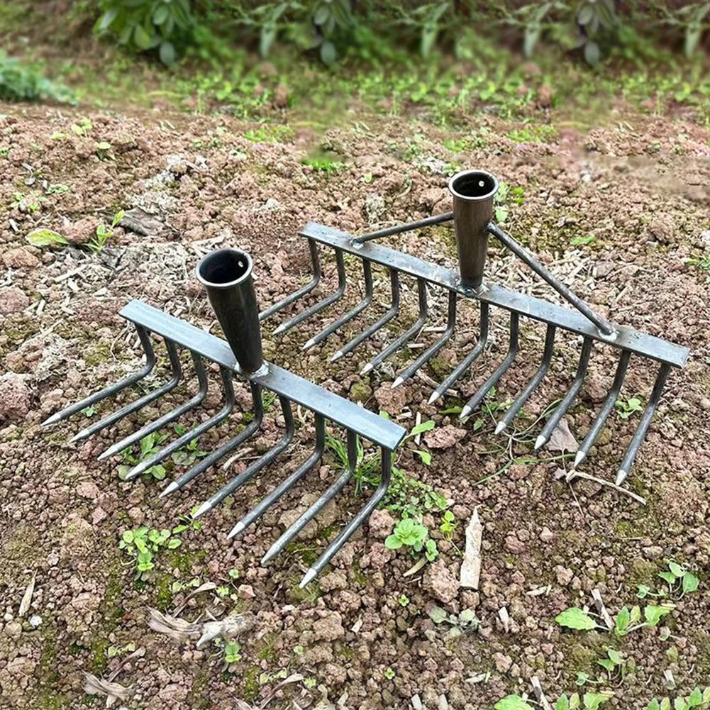 4/7/9/12 Teeth Weeding Hoe Rake Farm Tool Weeding Scarifier Artifact Agricultural Nail Harrow Carbon Steel Garden Weeding Tools