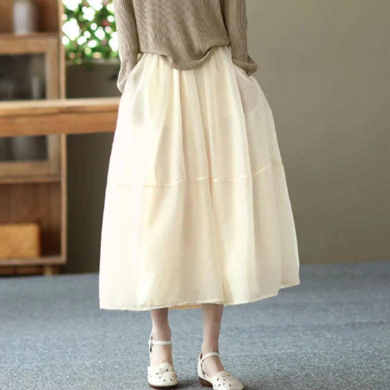 New In Female Skirts Midi Patchwork Women's Skirt Modest Aesthetic Chic and Elegant Premium Stylish Streetwear Summer 2025 Cheap