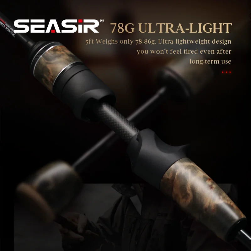 SEASIR Stream Solid Wood Fishing Rod FUJI A+O Guide Rings UL1.57M-1.98M 86G  Ultralight BFS TORAY 40T Carbon Fishing Rods