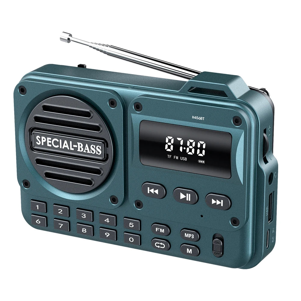 FM Portable Radio with LED Display Digital Radio Recorder BT 5.4 Radio Speaker for Home Travel Gifts for Seniors Elderly
