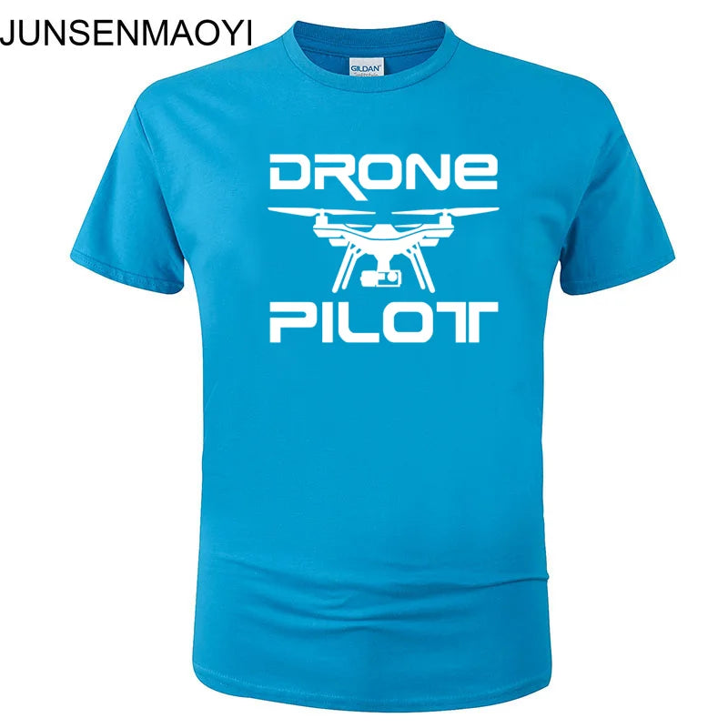 2025 New DRONE PILOTUAV Funny Printed T Shirt Summer Casual Cotton Short Sleeve O-Neck Men Clothing Brand Tee Plus Size XS-XXXL