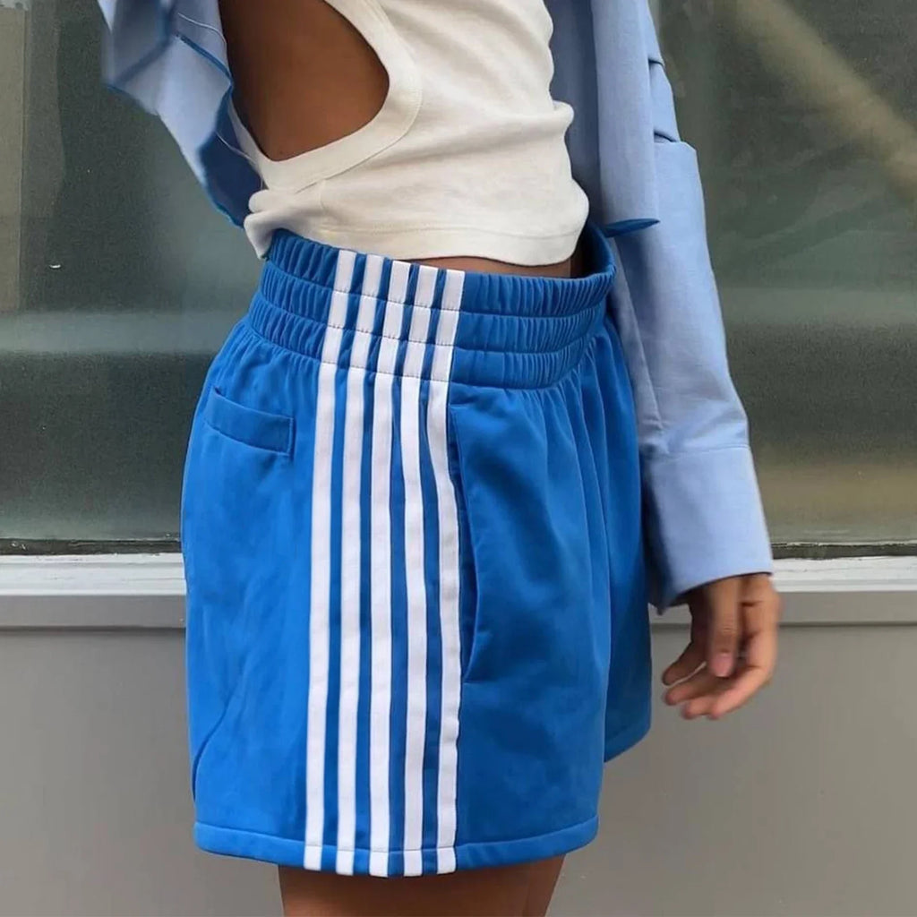 HEZIOWYUN Women's Summer Y2K Retro Striped Patchwork Shorts Casual Loose Elastic Waist Sporty Boxers Sleep Bottoms with Pockets