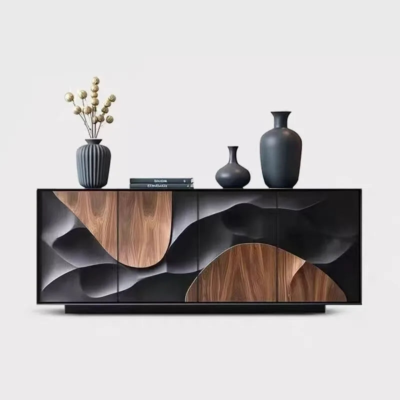 Decor Black Living Room Cabinets Beauty Wooden Apartments Salon Storage Cabinet Luxury French Szafki Do Salonu Furniture Home