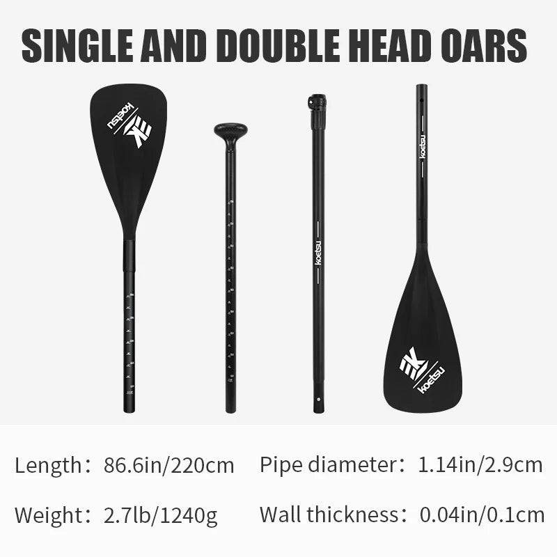 KOETSU Adjustable Aluminum Alloy Paddle for SUP Board and Kayak - Convertible Single/Double Head Oar for Water Sports,