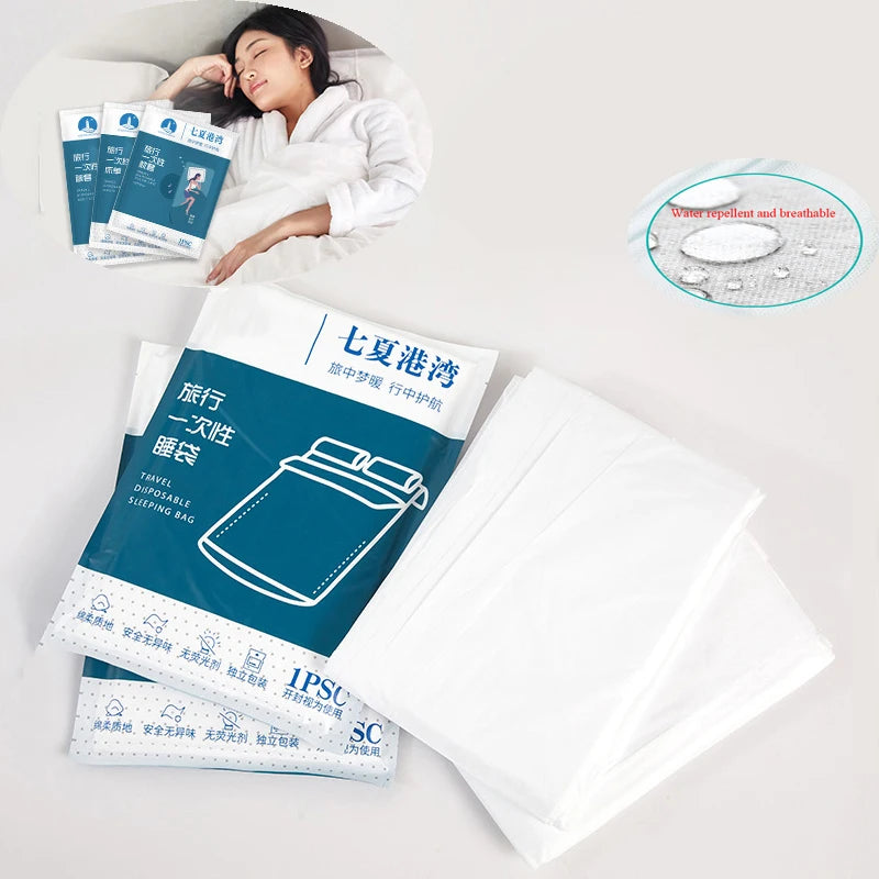 Portable Disposable Sleeping Bags for Travel Single/Dual Use Travel Essentials Lightweight Disposables for Convenient Hiking Cam