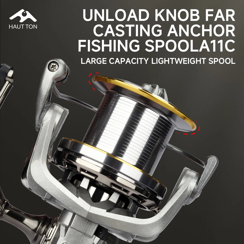 HAUT TON NGK 8000/9000/10000/12000/14000 Surfing Saltwater Spinning Fishing Reel 6+1BB 18kg/55lb Max Drag Anti-corrosion