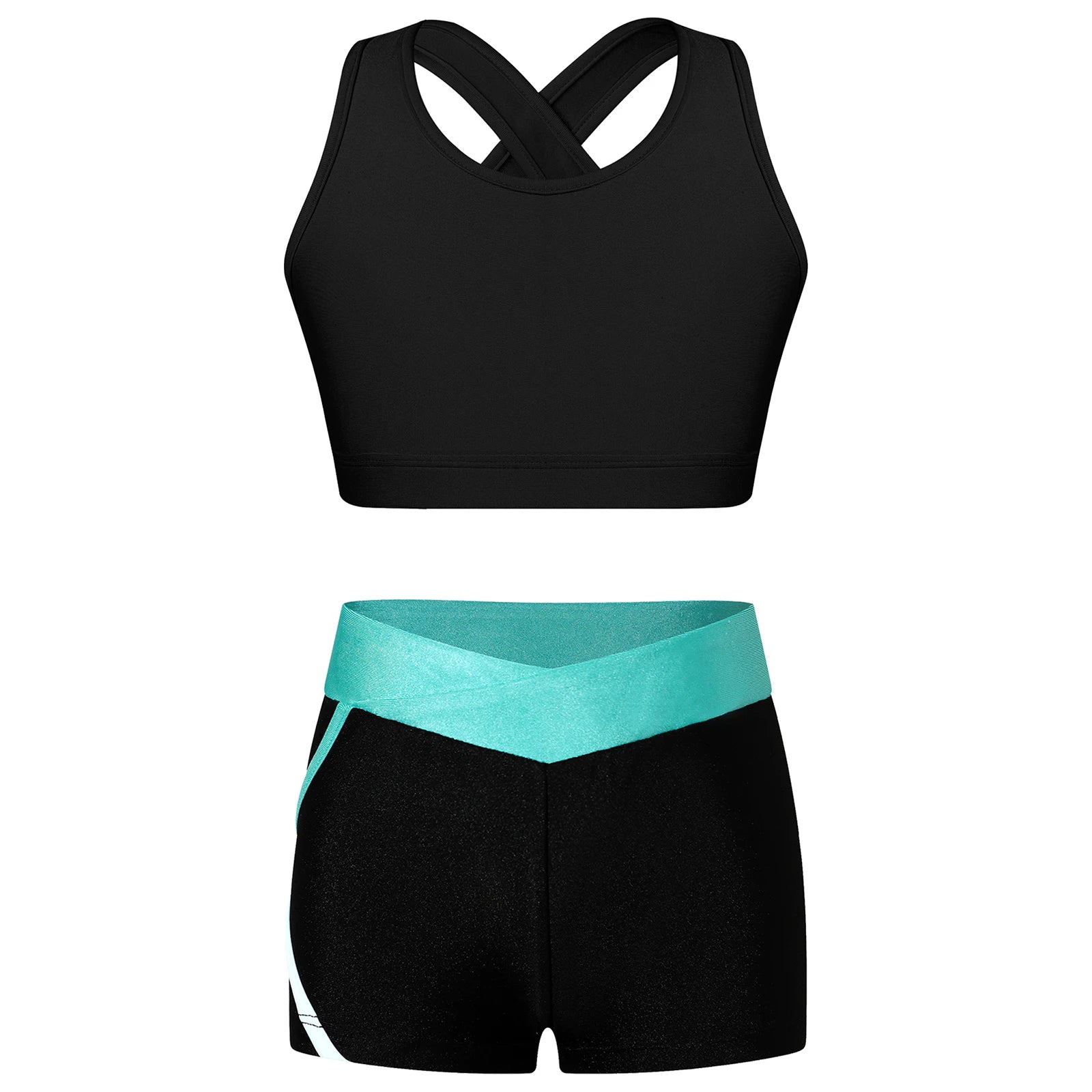 Children's Clothing Girls Ballet Dance Suits Crop Top + Shorts Sports Sets for Running Gym Workout Outfit 8 10 14 16 Kids Sets
