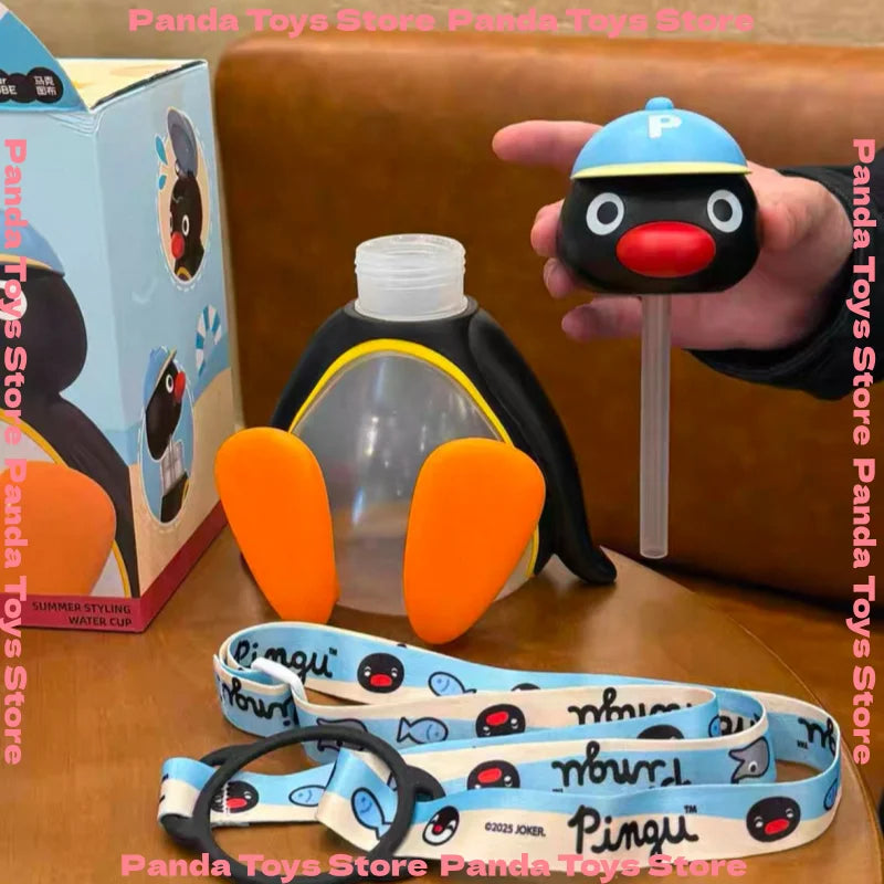 In Stock Pingu Cup Pingu Summer Style Water Cup Pingu Glass Portable Mug Children'S Sippy Cup Customized Gift Ornament