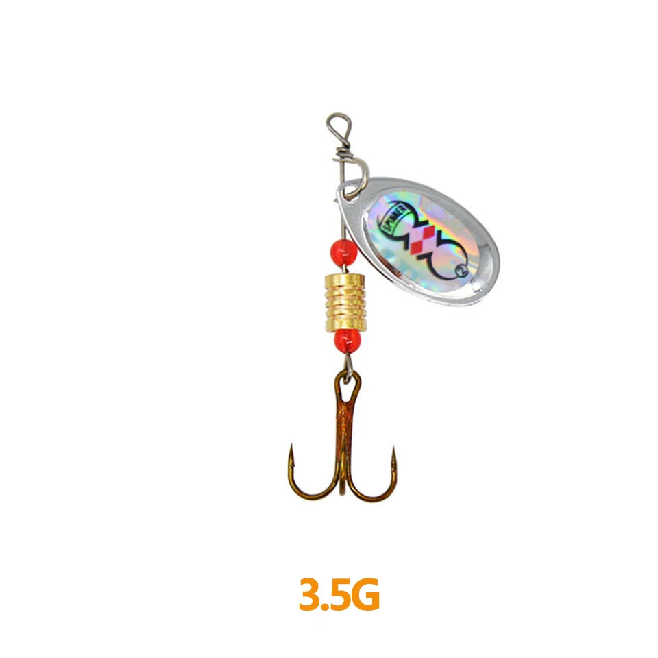 1Pcs 3G 3.5G 4.5G Spinner Lures Rotating Spinners Spoon Hard Bait Pike Metal With Treble Hooks Fishing Lure Pesca Tackle