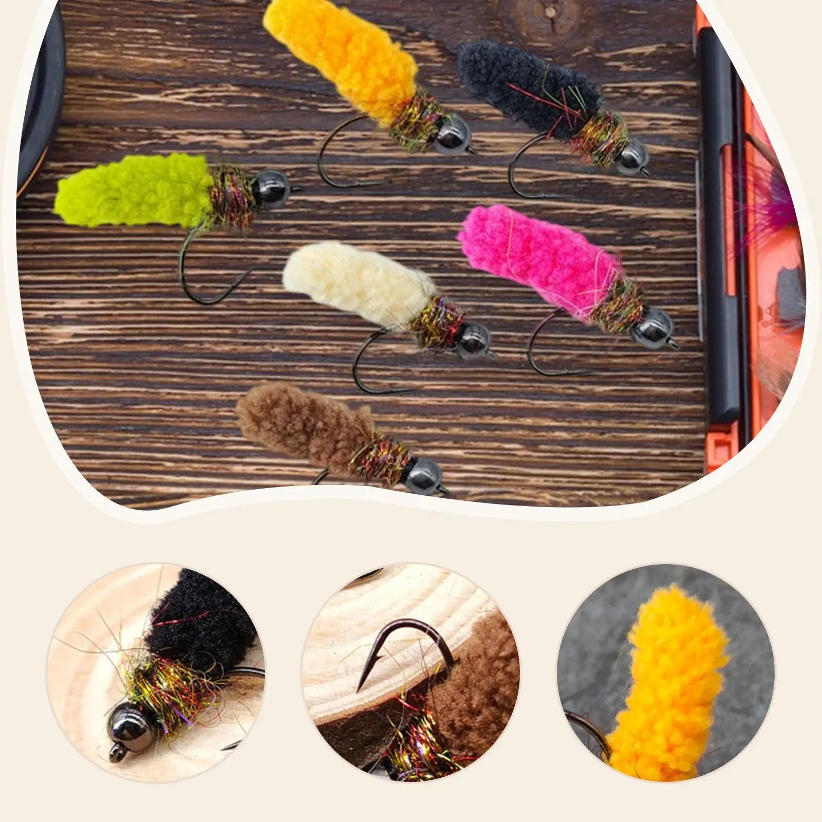 6 Pieces Fly Fishing Lures Artificial Baits Copperhead Freshwater Saltwater Nymphs for Panfish Salmon Bluegill Fishing Tackle