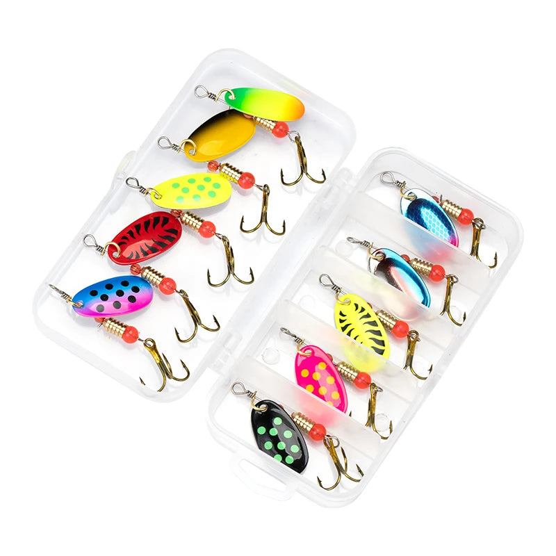 16/10pcs Fishing Spinner Metal Lures with Tackle Boxes Crankbaits Wobblers Metal Sequin Trout Spoon With Hooks for Carp Fishing