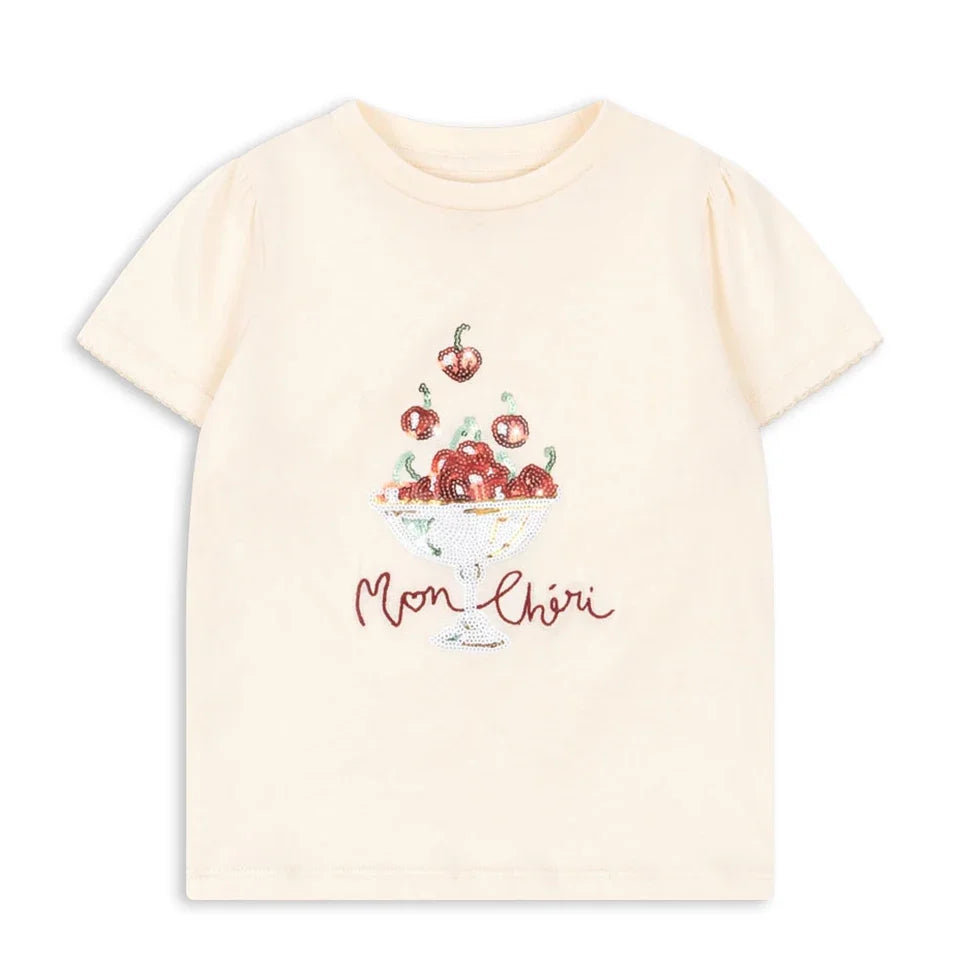 Children Clothes 2026 Summer KS Kids Shorts Outfit Girls Cute Sequin T-shirts Skirt Boys Cotton Tee Cartoon Print T Shirts Tops