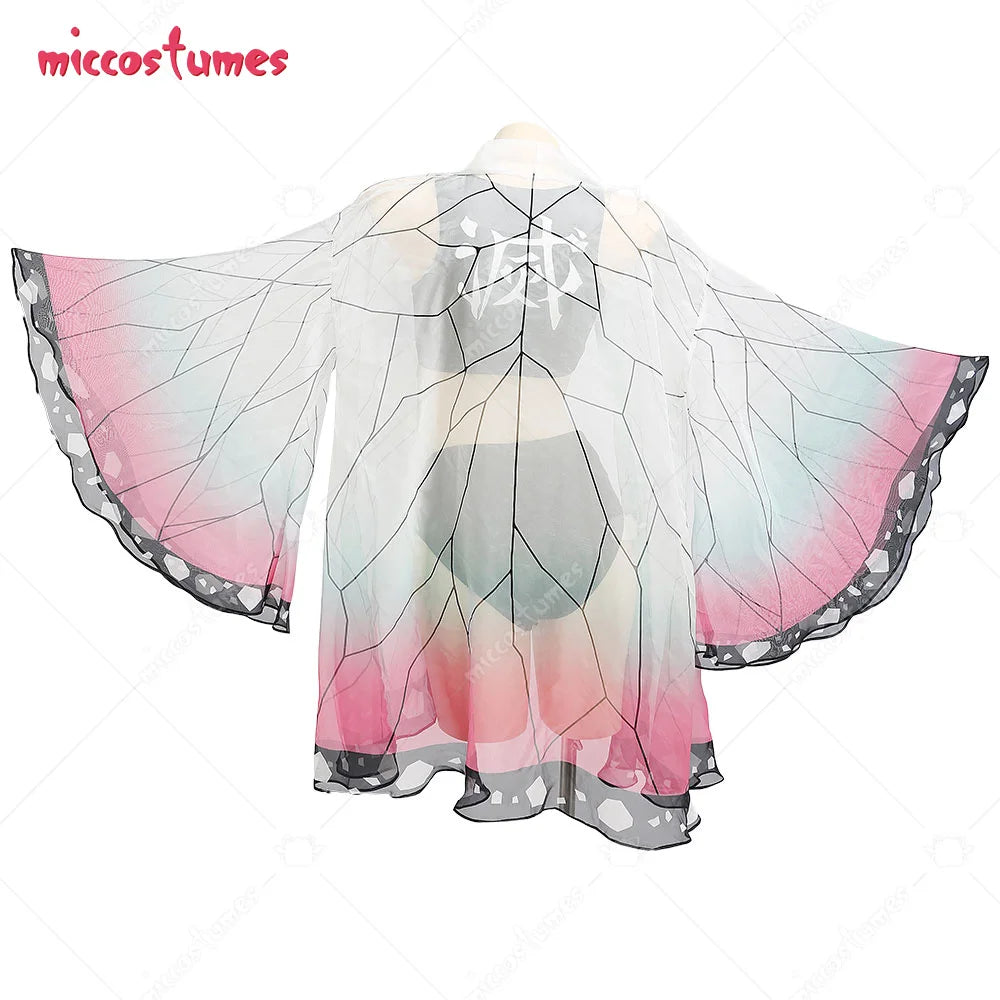 Women Bathing Suit  Two Piece Bathing Suit Swimwear with Strapped Butterfly-Printed Kimono Haori Cover Up