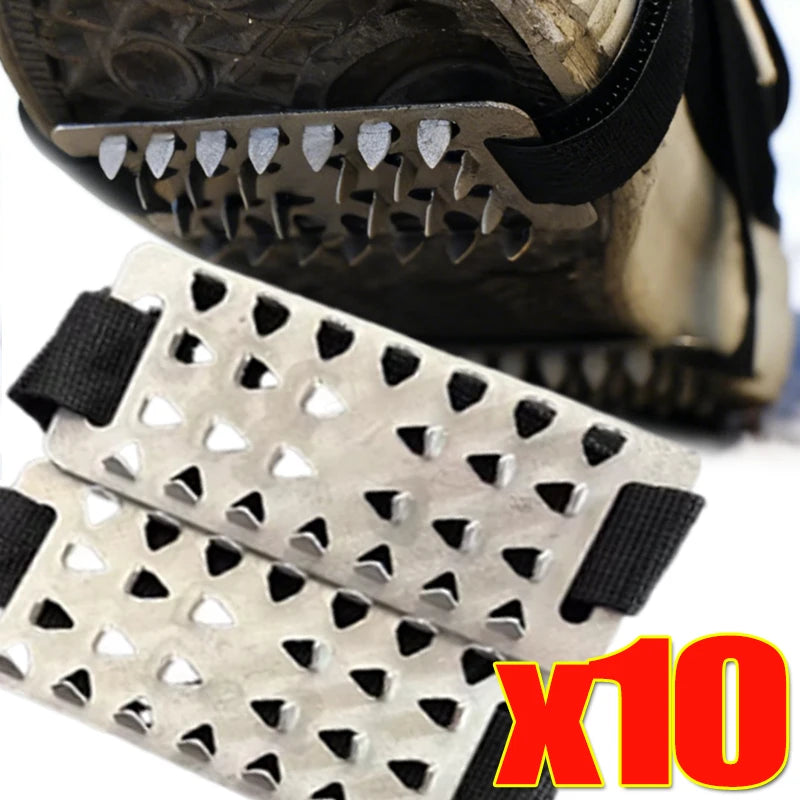 Mens Womens Mountaineering Boots and Shoes Non-slip Hiking Hiking Accessories Stainless Steel Non-slip Ice Claws Snowshoe Spikes