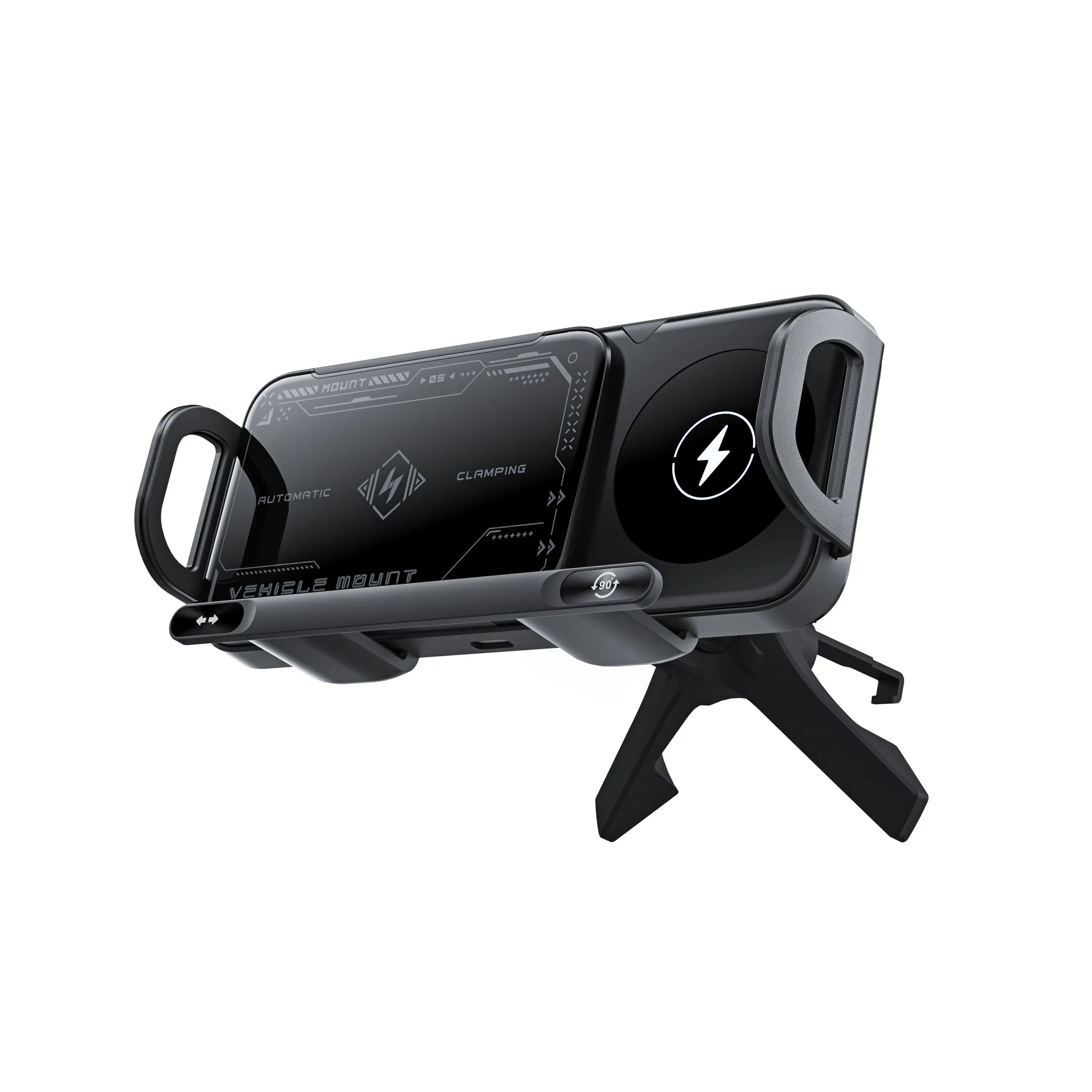 Foldable Phone Holder Car Wireless Charging Phone Mount Universal Phone Holder Intelligent Induction Electric Rotation Charger
