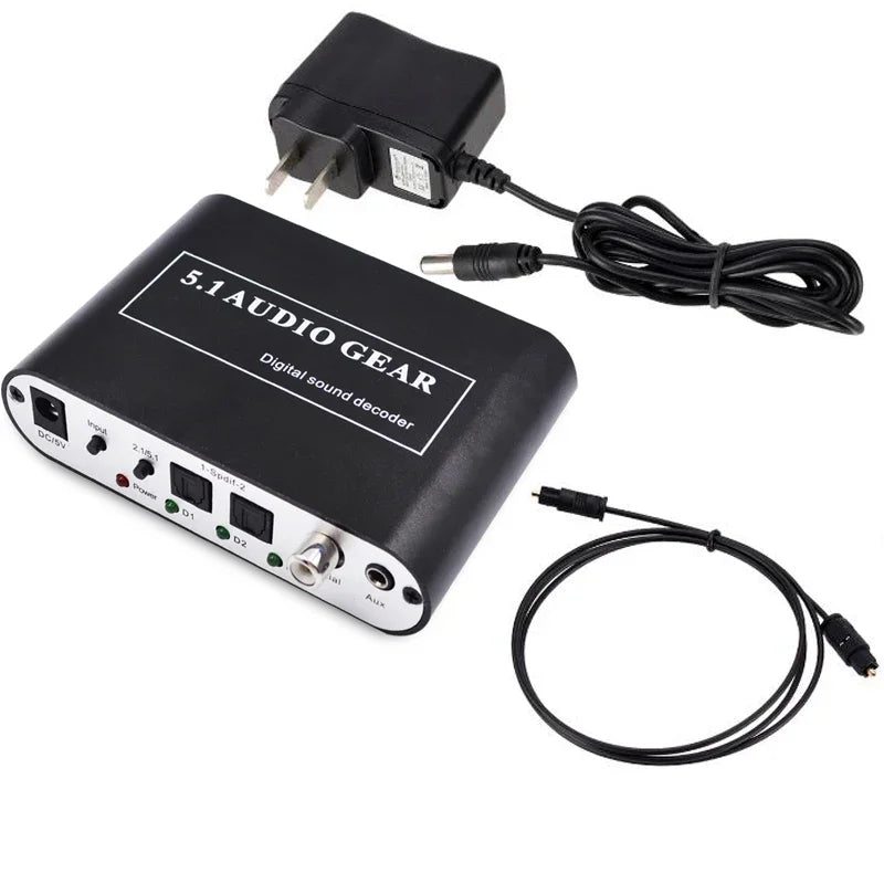5.1 Audio Decoder Digital Sound DTS/AC3/PCM Optical to Stereo Surround Digital to Analog Converter HD 2 SPDIF 3.5 AUX Coaxial