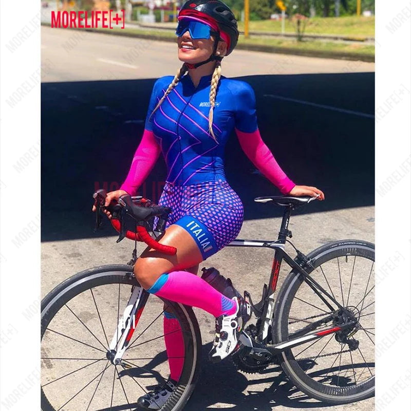 MLC Macaquinho Ciclismo Feminino New Triathlon Jumpsuit Summer Women's Riding Suit Mtb Jersey Pro Cycling Jersey Long Sleeve Set