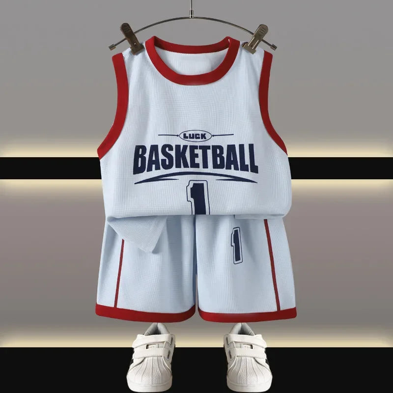 Kids Clothes Boys Girls Vest Suit Summer  Children's Clothing Baby T-shirts Shorts Tan Top Sleeveless Children Sets