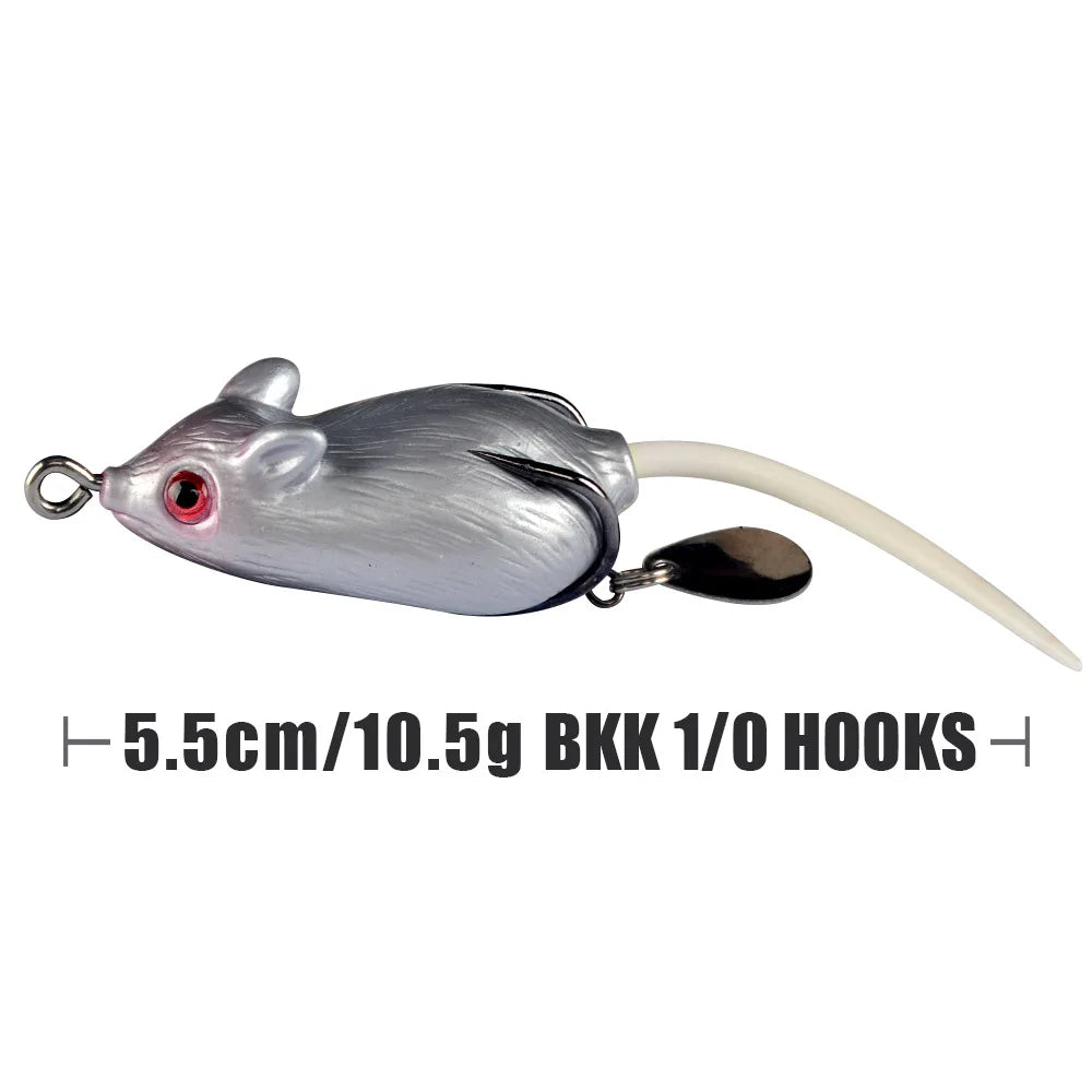 1Pcs Topwater Soft Mouse Bait Fishing Lures 5.5cm 10.5g Treble Hooks Ray Frog Crankbait Artificial Bait Bass Pike Fishing Tackle