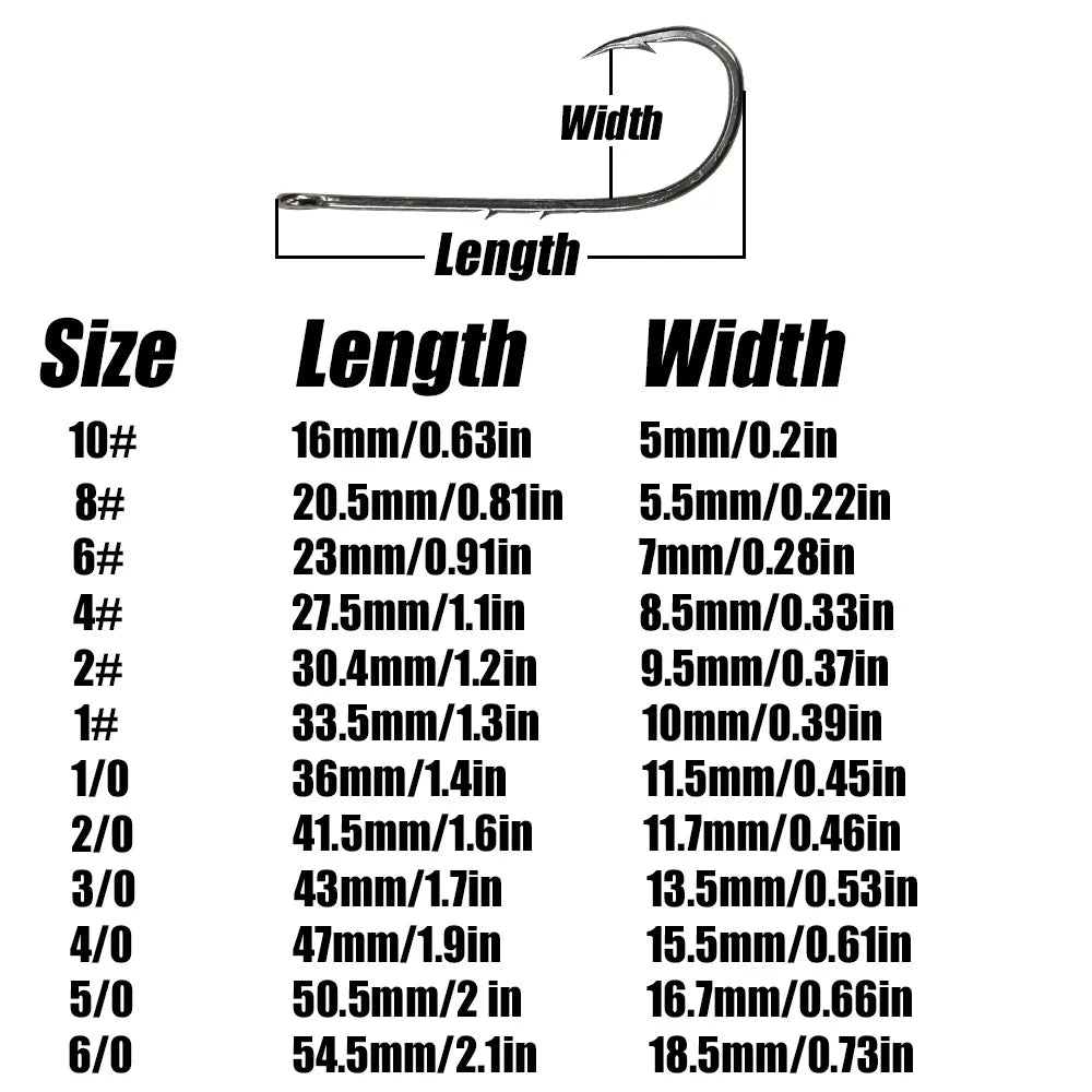 B&U 50pcs/lot Fishhooks High Carbon Steel Long And Straight Shank Barbed Fishing Hooks For Fresh And Saltwater Fishing