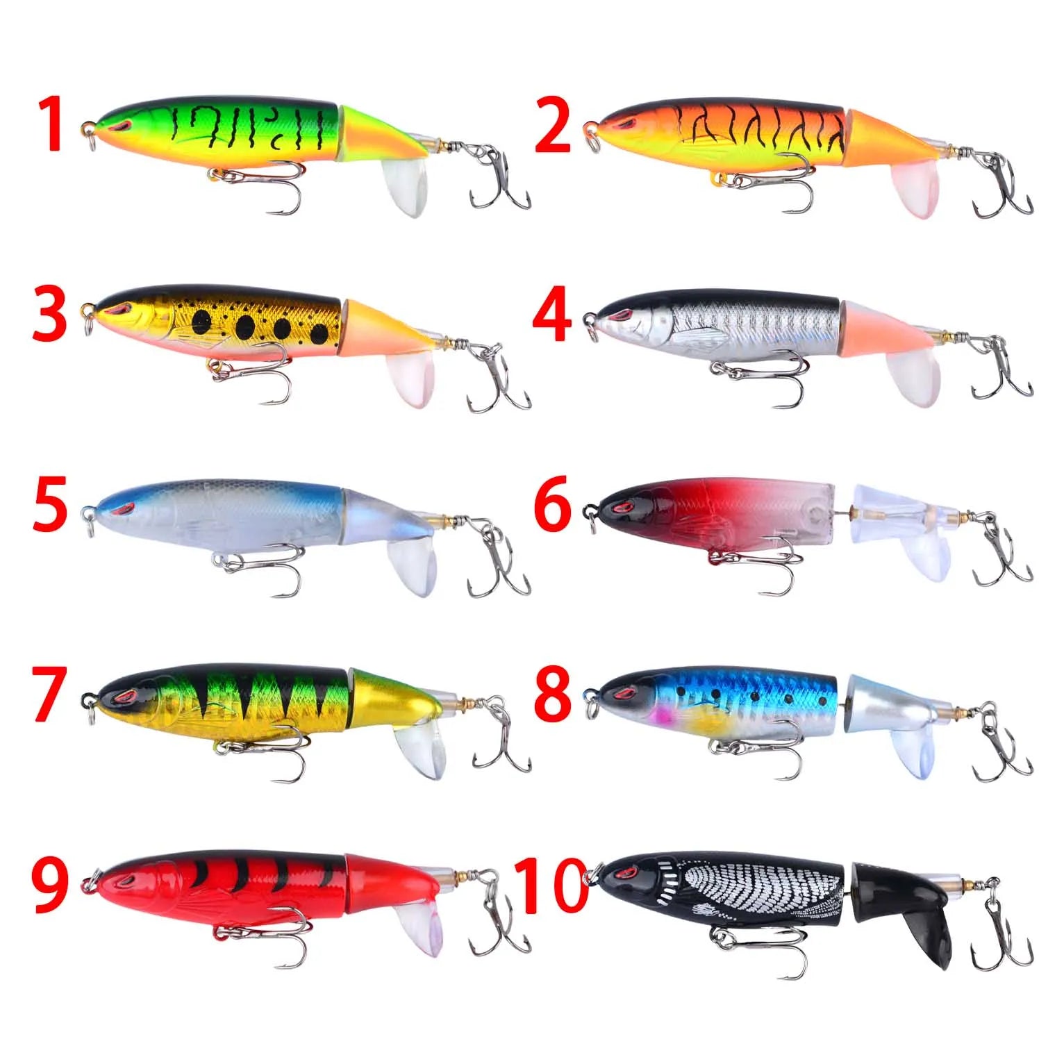 1Pc Fishing Lures Whopper Popper Topwater Artificial Bait Hard Rotating Tail Fishing Tackle