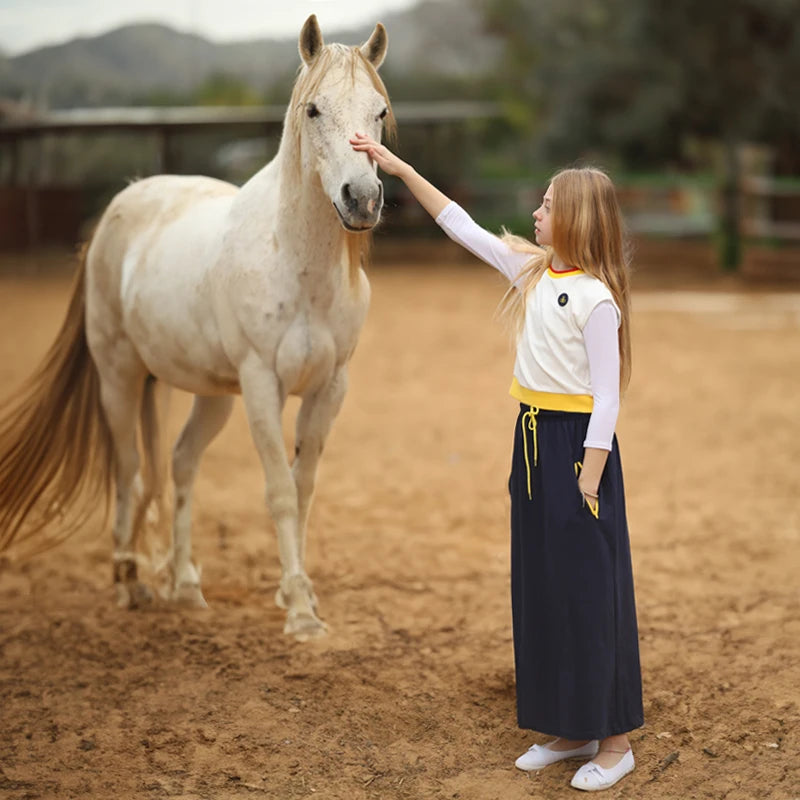 Kids family clothing set stripes collar dress boy shirt baby top & shorts set teen top & long skirt set bee logo