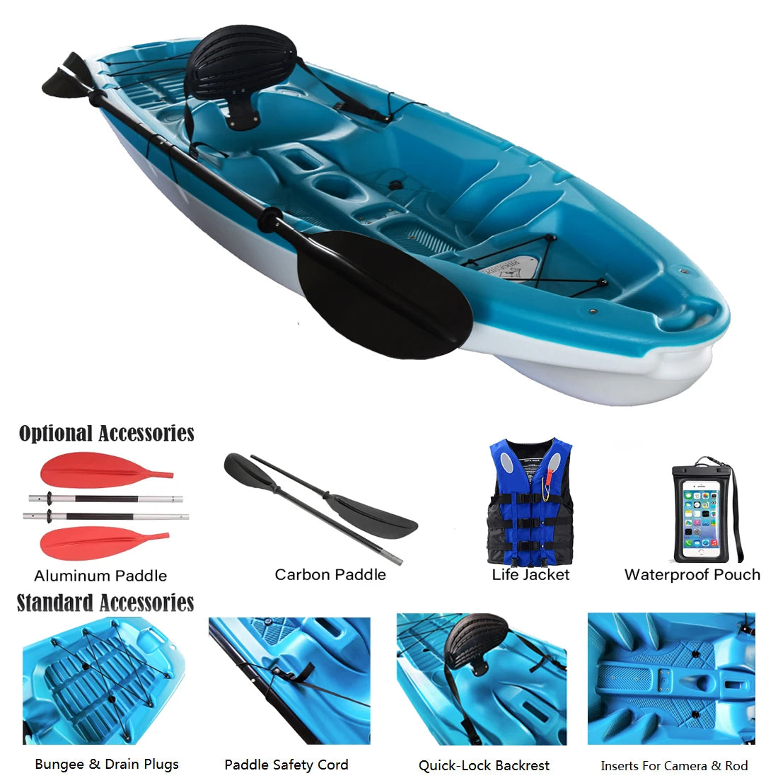 Canoe Kayak, Durable, Hull Kayak, Sitting on Top, Travel Kayak,HDPE Blow Molded Kayak， Fishing Kayak, Easy To Move, Leisure
