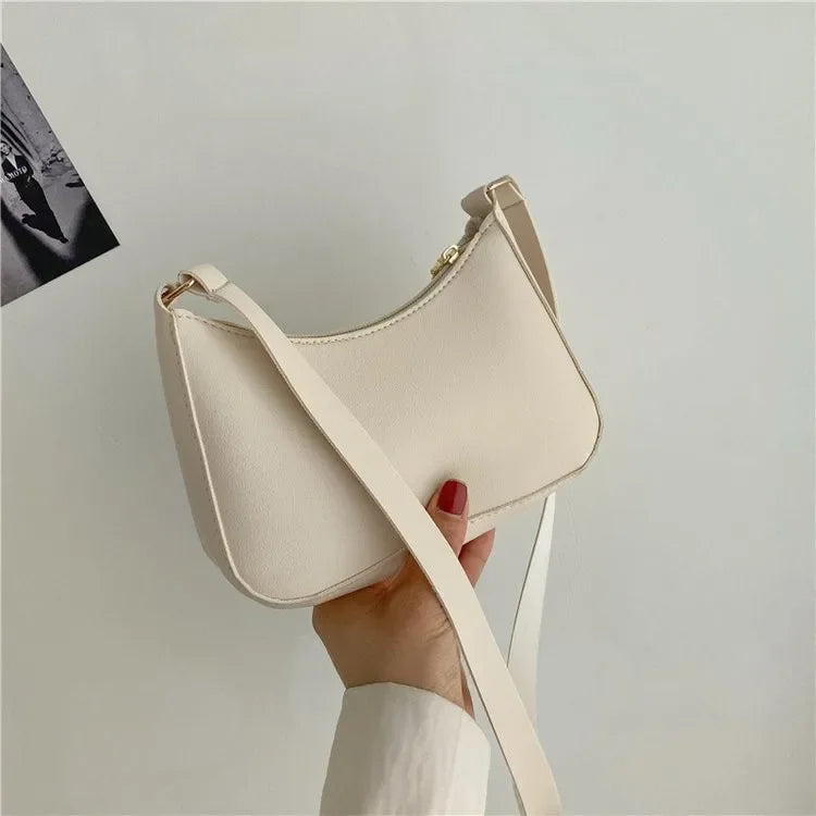 Fashion Handbag New Retro Solid Color PU Leather Shoulder Underarm Bag Women's Casual Hobos Purses and Handbags Ladies Hand Bags