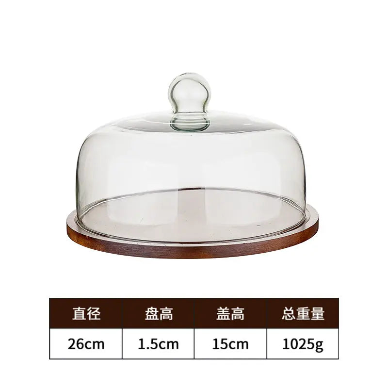 Cake Display Stand Fruit Plate with Cover Food Glass Cover Transparent Display Cake Plate Desserts Dish Cutlery Kitchen Utensils