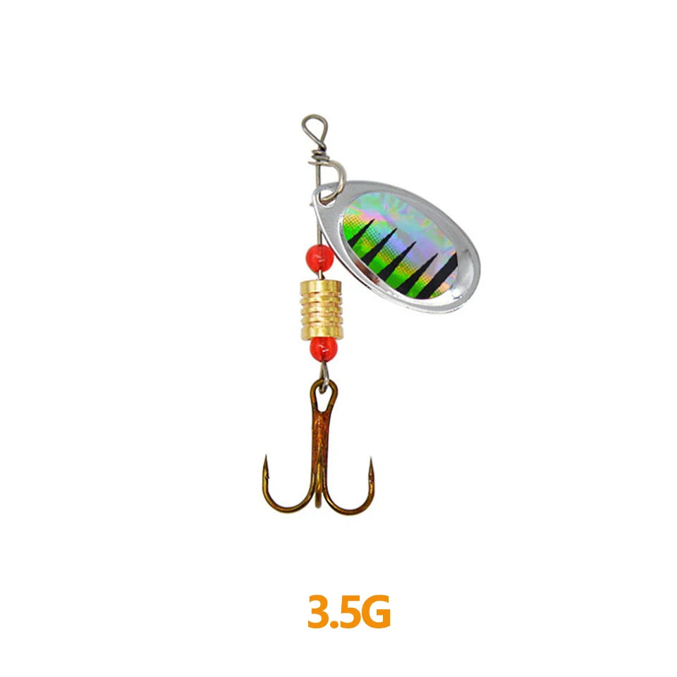 1Pcs 3G 3.5G 4.5G Spinner Lures Rotating Spinners Spoon Hard Bait Pike Metal With Treble Hooks Fishing Lure Pesca Tackle