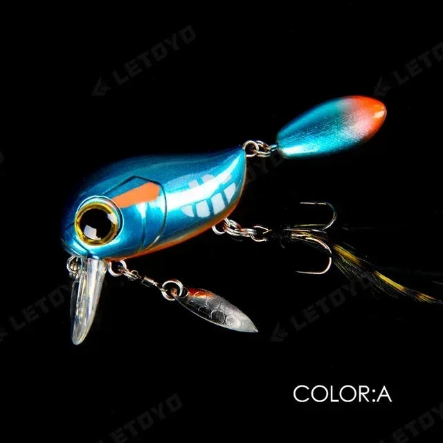 Topwater Crankbaits 8g Fishing Lures with Spinner Wobblers Rotating Glitter Artificial Hard Baits Freshwater Bass Lures Tackle