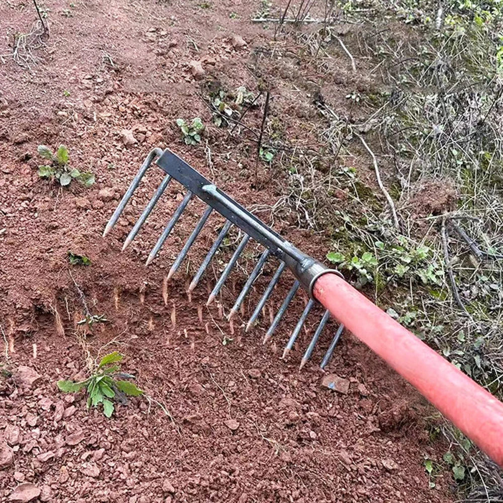 4/7/9/12 Teeth Weeding Hoe Rake Farm Tool Weeding Scarifier Artifact Agricultural Nail Harrow Carbon Steel Garden Weeding Tools