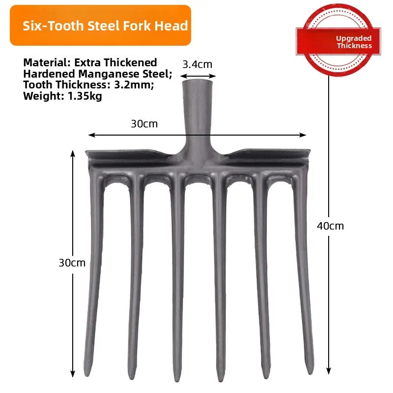 Soil Tilling Fork Farming Tool Four-Tooth Five-Digging Spade for Potato And Sweet Potato Garden Hand Tool Heavy Du Steel
