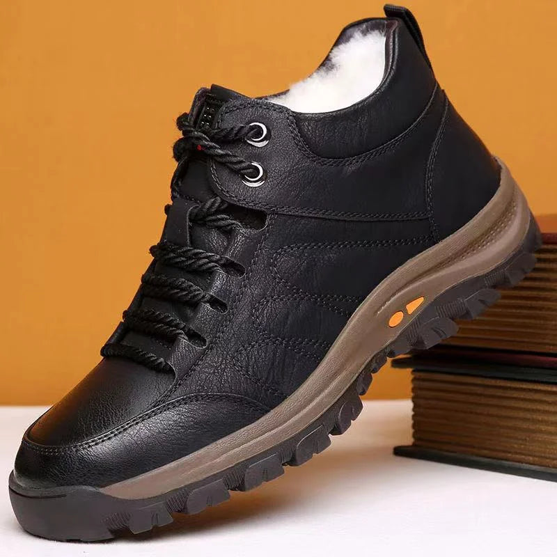 Men’s Winter Sneakers High Top Leather Lined Hiking Casual Sports Shoes