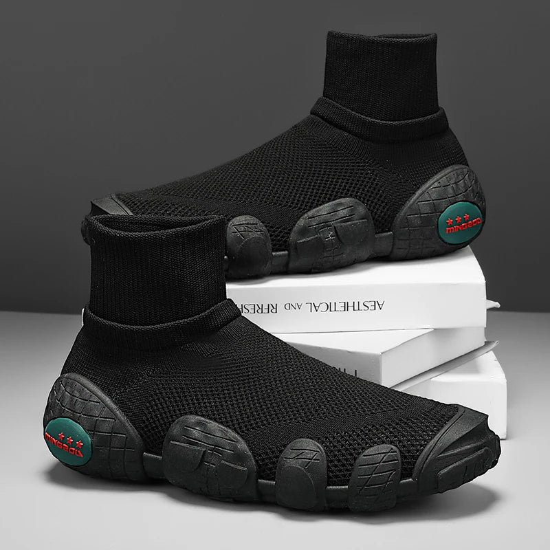 Outdoor Men Short Boots Designer Soft Casual Sneakers Breathbale Mens Socks Shoes Slip-On Flat Lightweight Walking Sport Shoes