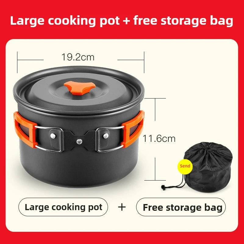 Outdoor Hiking Cookware Camping Cookware Boiling Water Teapot Frying Pan Equipment Portable Camping Pot Supplies Combination Set