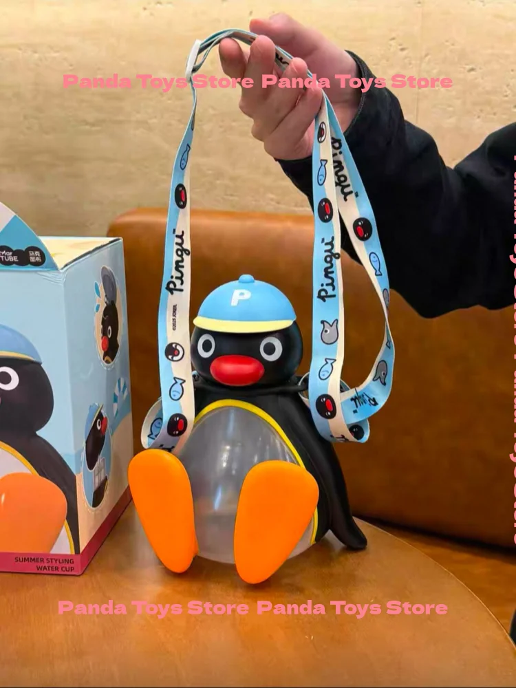 In Stock Pingu Cup Pingu Summer Style Water Cup Pingu Glass Portable Mug Children'S Sippy Cup Customized Gift Ornament