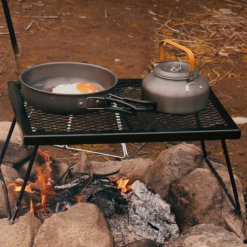 Folding Campfire Grill Grate Over Fire Camp Grill Heavy Duty Camp Fire Cooking Rack for Outdoor Camping Cooking Fire Pit