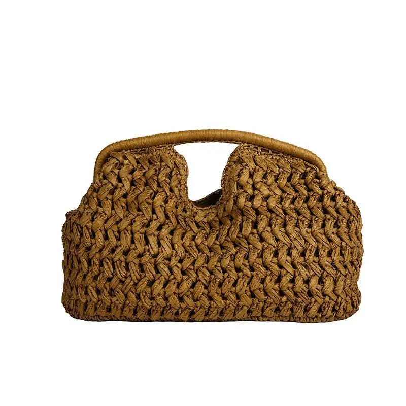 Women's Elegant Fashion Straw Handbag, Versatile Beach Shoulder Bag, Exquisite Woven Underarm & Evening Bags Gift