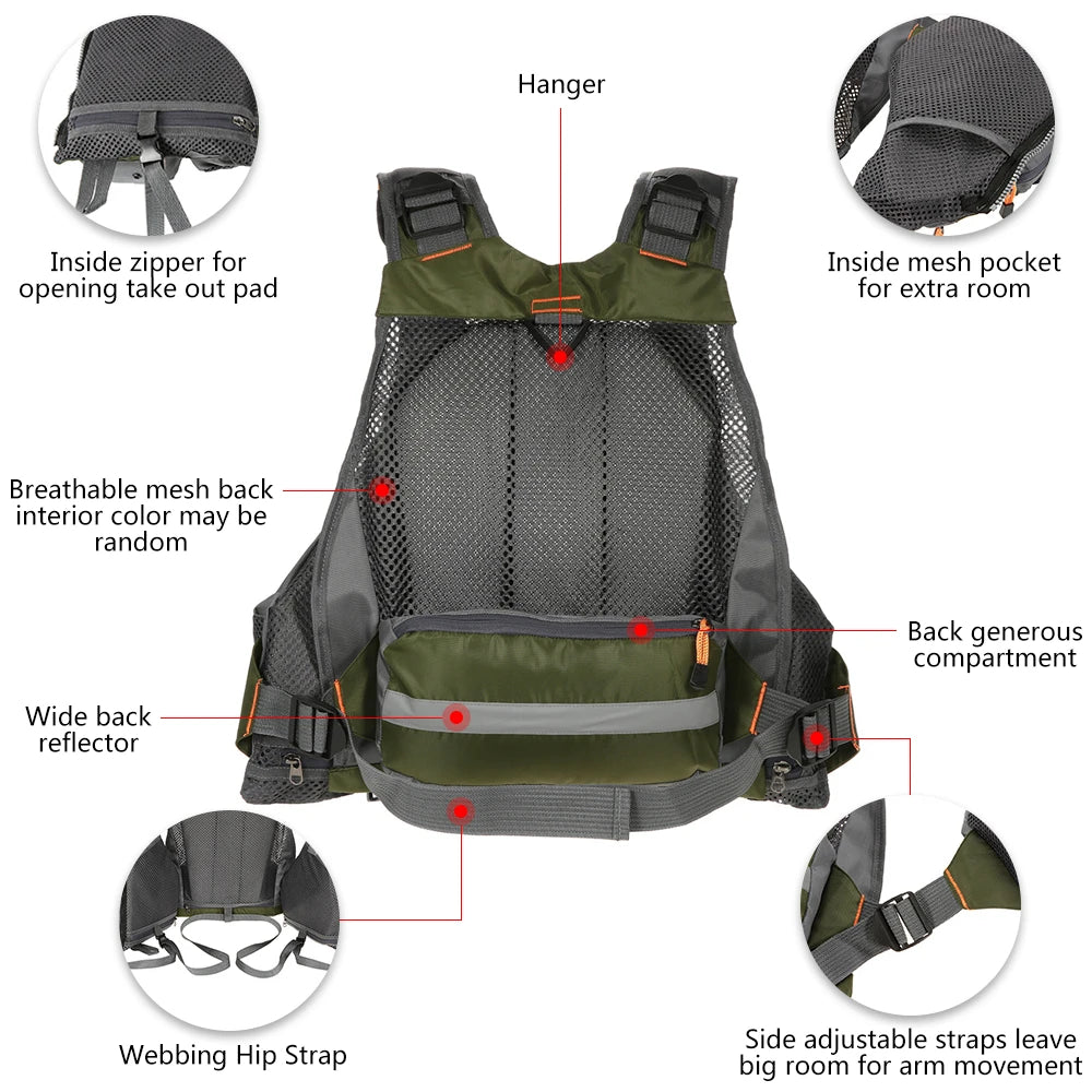 Outdoor Breathable Padded Fishing Life Vest Superior 209lb Bearing Life Safety Jacket Swimming Sailing Vest Floatation
