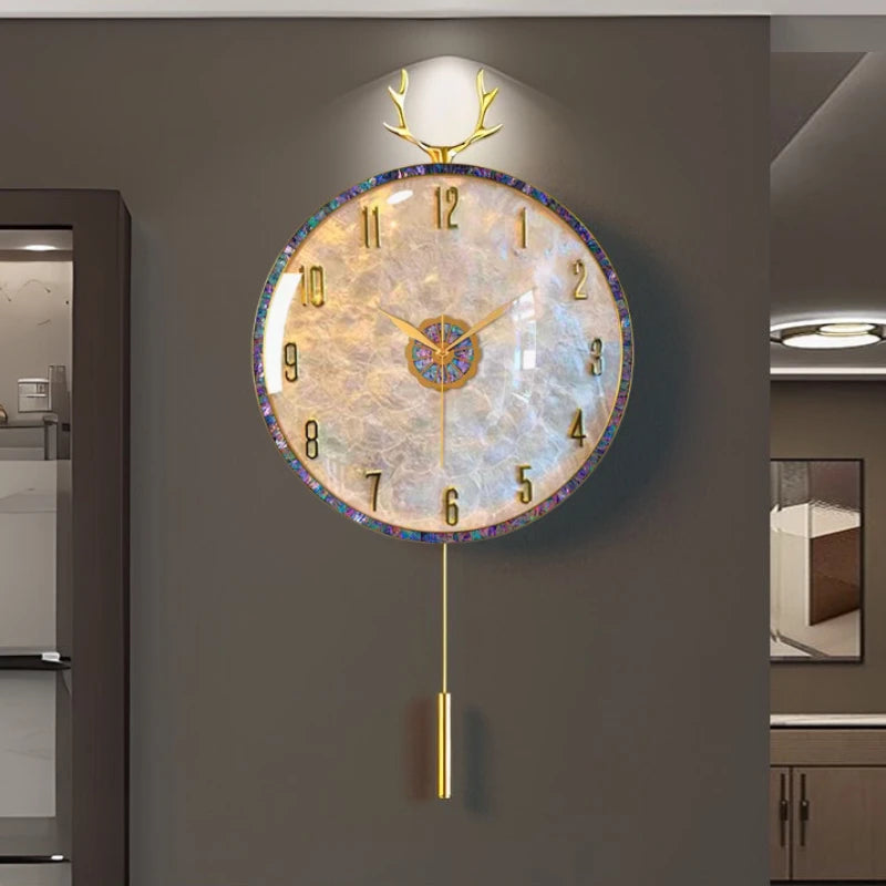 Brass Radio Wave Wall Clock Silent Modern Auto-Sync Timepiece for Bedroom 2024 Minimalist Living Room Decor