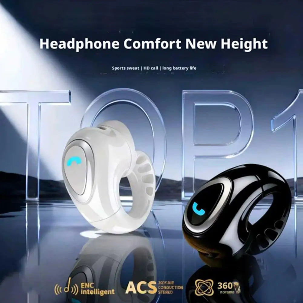 Open-Ear Air Conduction Earbuds Bluetooth 5.4 Clip-On Single Headset HIFI Stereo Sound Waterproof Sport/Running Mini Earphone