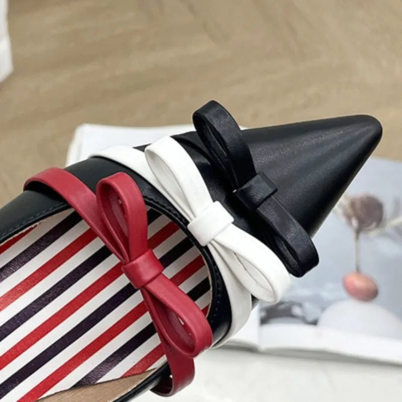 2026 New Women's Shoes Elegant French Casual Shoes for Woman Exquisite Bow Pointed Tip Flat Shoe Designer Shoes Zapatos Mujer
