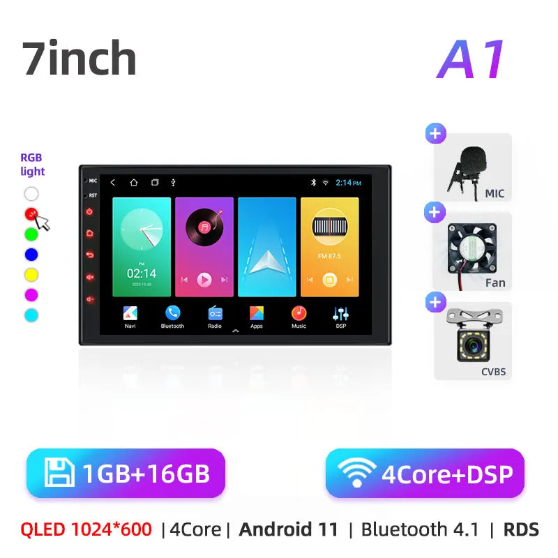 Car radio with GPS Multimedia player with Android 12 7/9/10''2 Din Universal Stereo Carplay AUTO for Volkswagen, Nissan, Hyundai