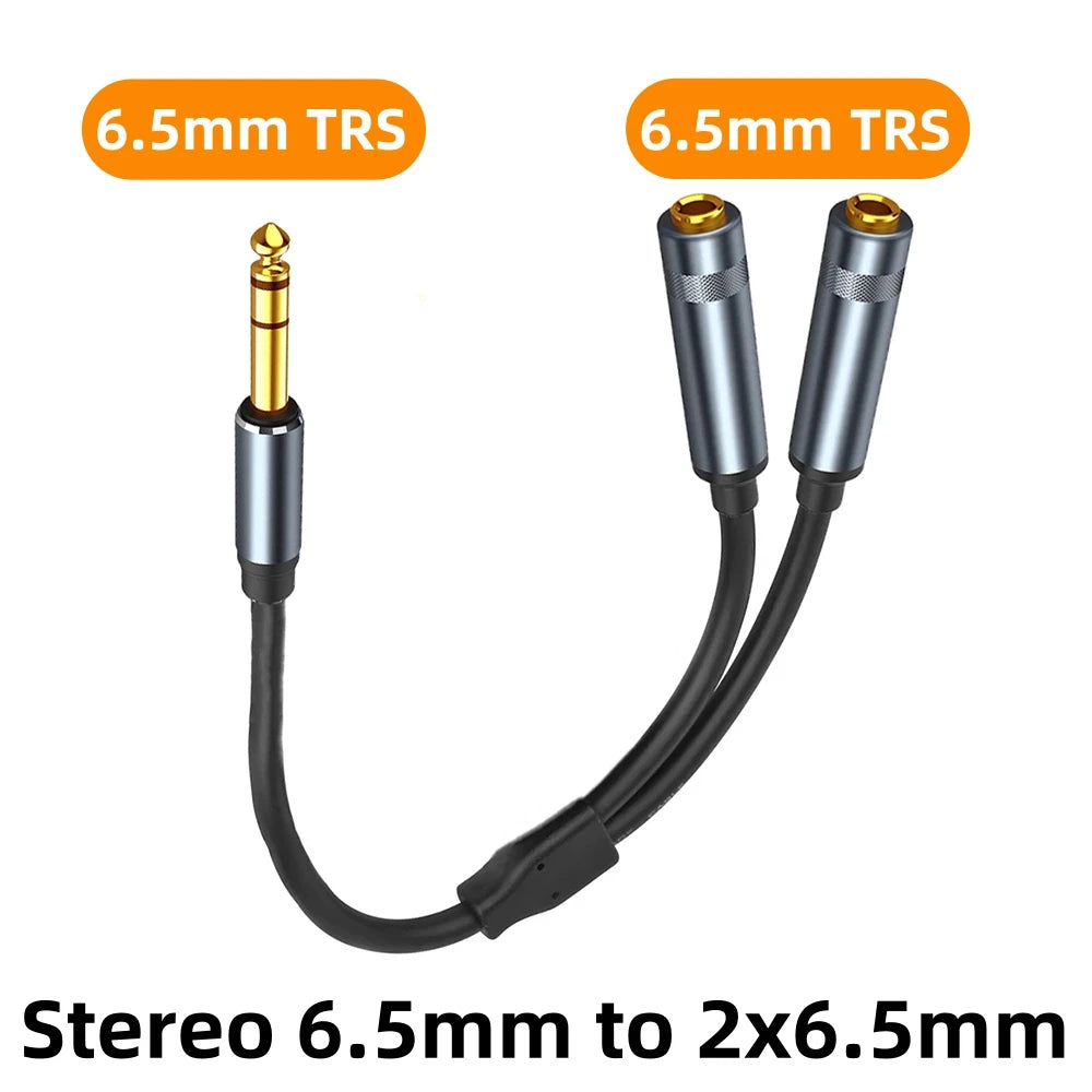Stereo 3.5mm 1/8 TRS To Dual 6.5mm Y Splitter 6.35mm to 2x6.35mm Jack Adapter Audio Extension Cable for Amplifier Speaker Mixer