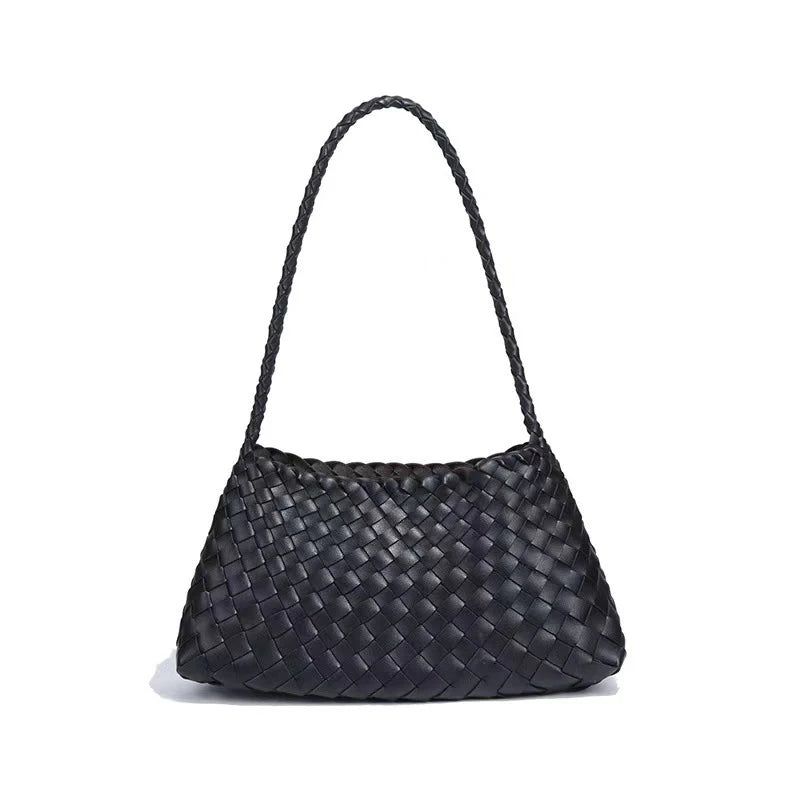 PU Hand-Woven women's Bag, Vegetable Basket Sailboat Bucket bag, Casual Vacation Handbag Shoulder Bag