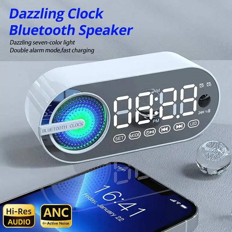 Mini Alarm Clock Caixa De Som Bluetooth Speaker Portable Sound Box Music Wireless Radio FM Subwoofer Bocina Bass LED Lamp Column