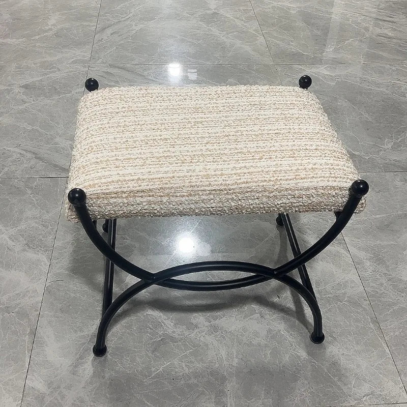Retro Entryway Stool Metal Upholstered Ottoman Small Sofa Bench Living Room Vintage Shoe Bench Elegant Vanity Stool Customized