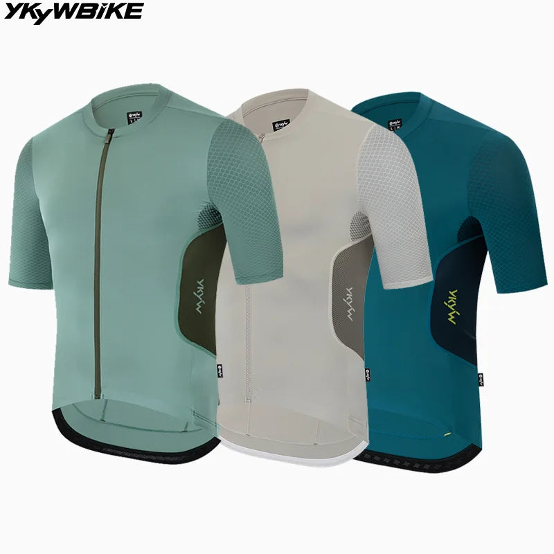 YKYWBIKE 2025 Men's Cycling Jersey Velocity X-Cool Race Pro Summer Breathable Short Sleeve Bike Shirt Honeycomb Bicycle Clothing