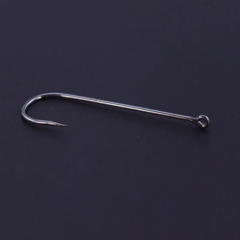 50pcs/lot Fishhooks High Carbon Steel Long And Straight Shank Barbed Fishing Hooks For Fresh And Saltwater Fishing